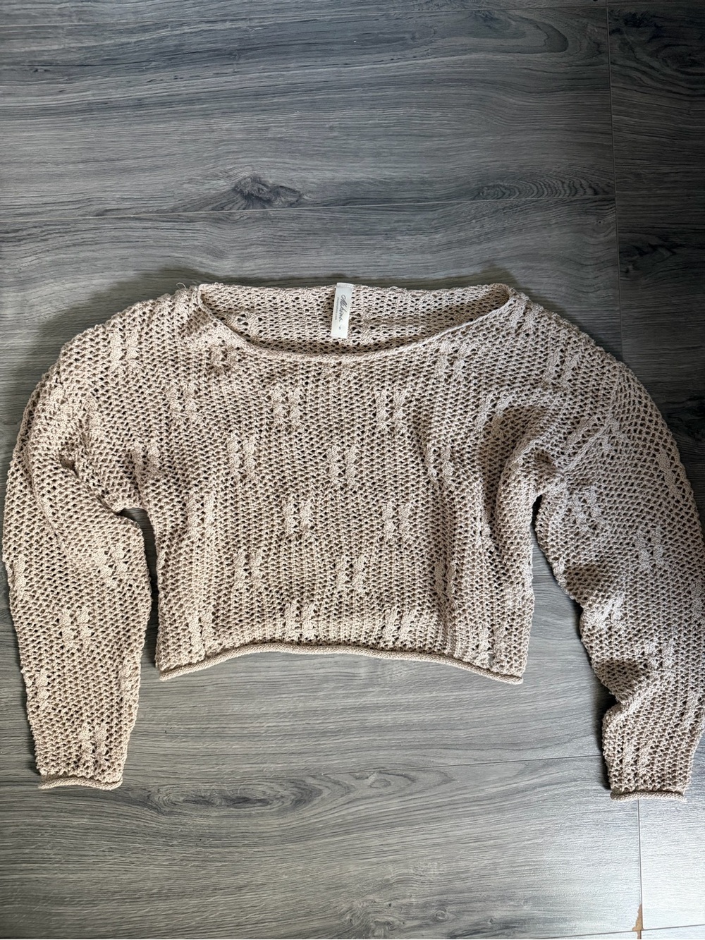 Beige Boatneck Cropped Sweater - Women